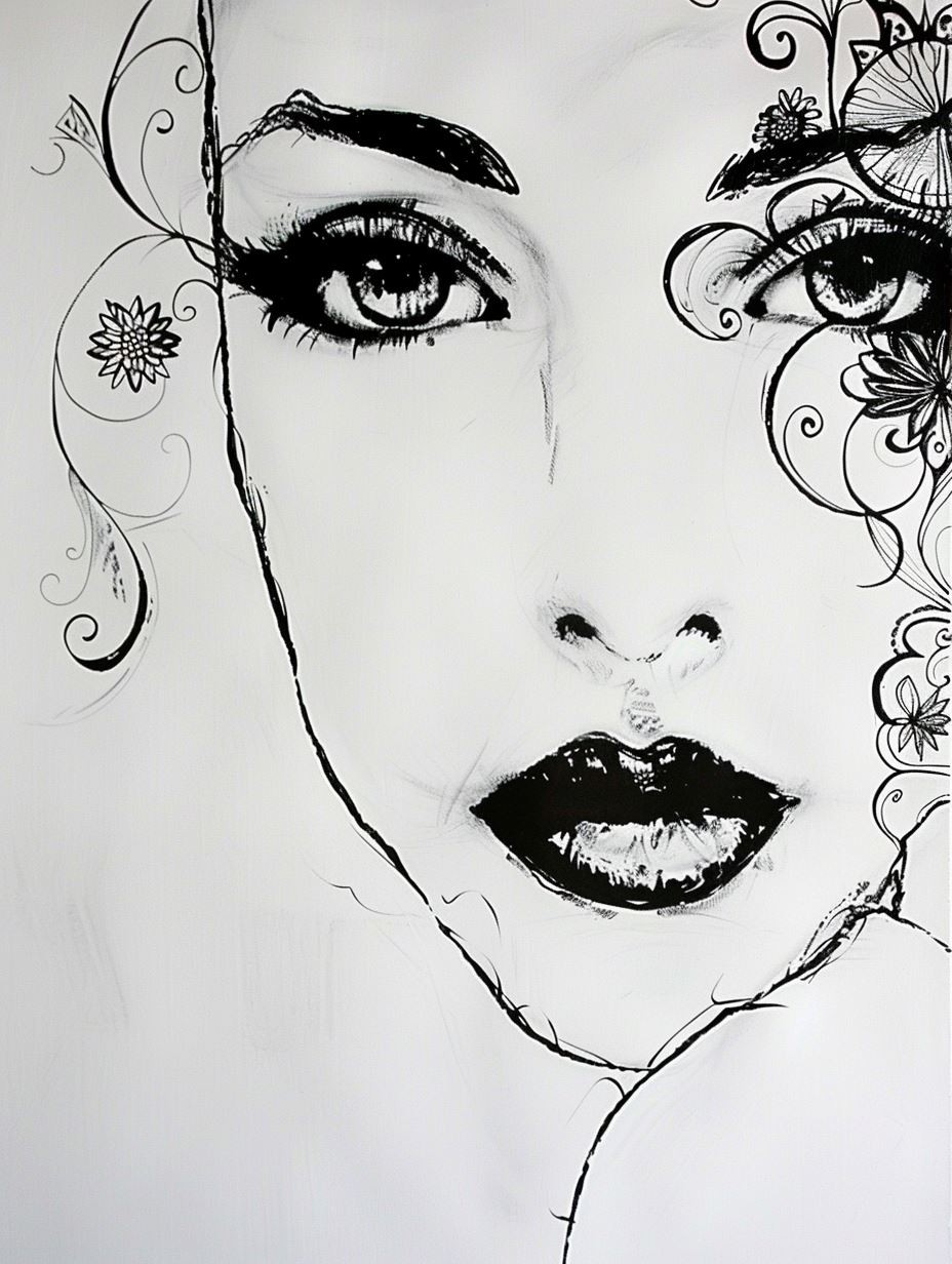 Ethereal Ink and Pastel Portrait - Image 3