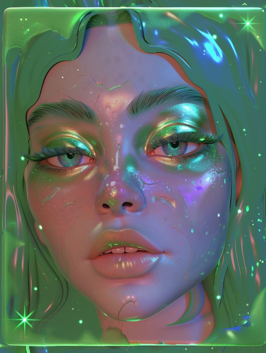 Iridescent Holographic Cybernetic Face - Image 4