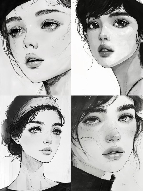 Ethereal Gaze: Monochrome Portrait Studies