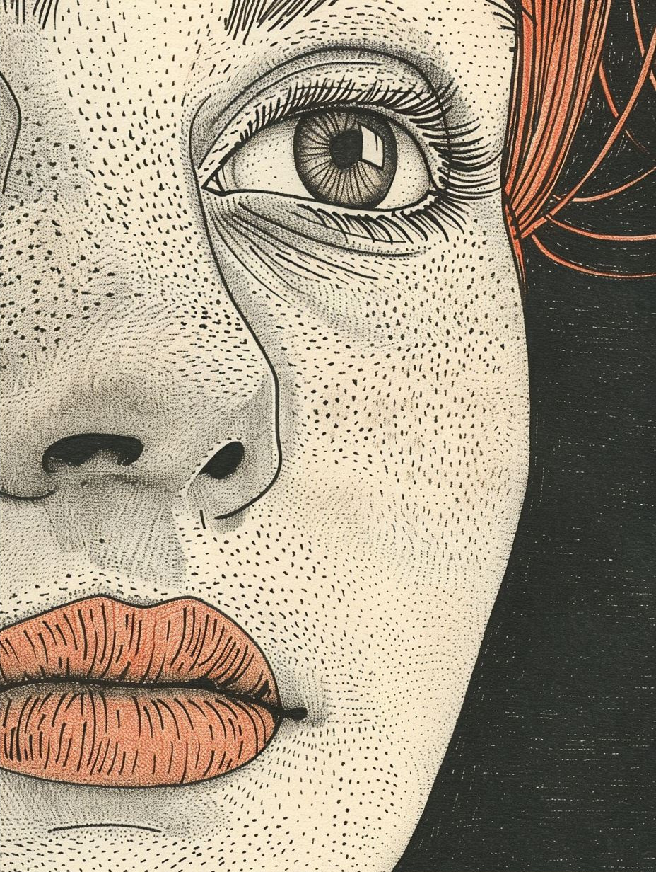 Stippled Portrait of Quiet Contemplation - Image 2