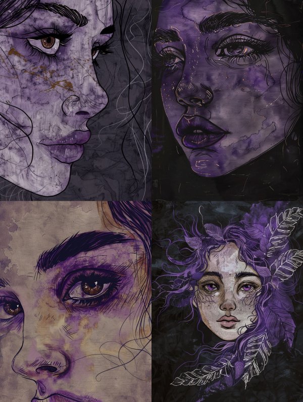 Ethereal Violet Grunge Portrait