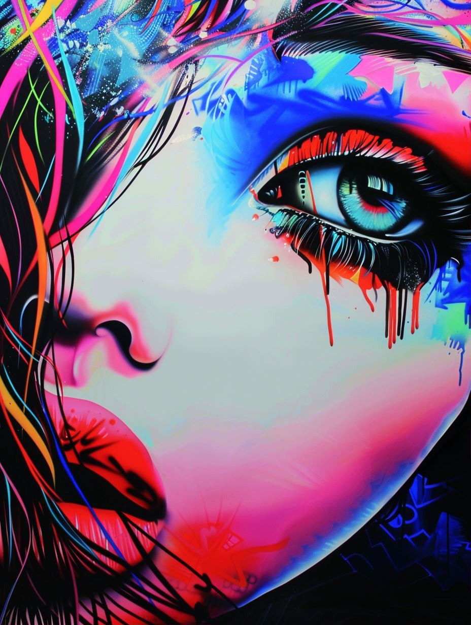 Neon Dreams: A Quad-Portrait Study - Image 1