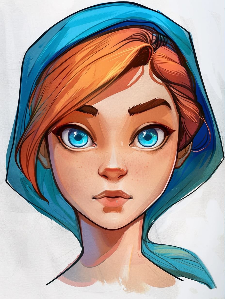 Azure Tresses Digital Portrait - Image 3
