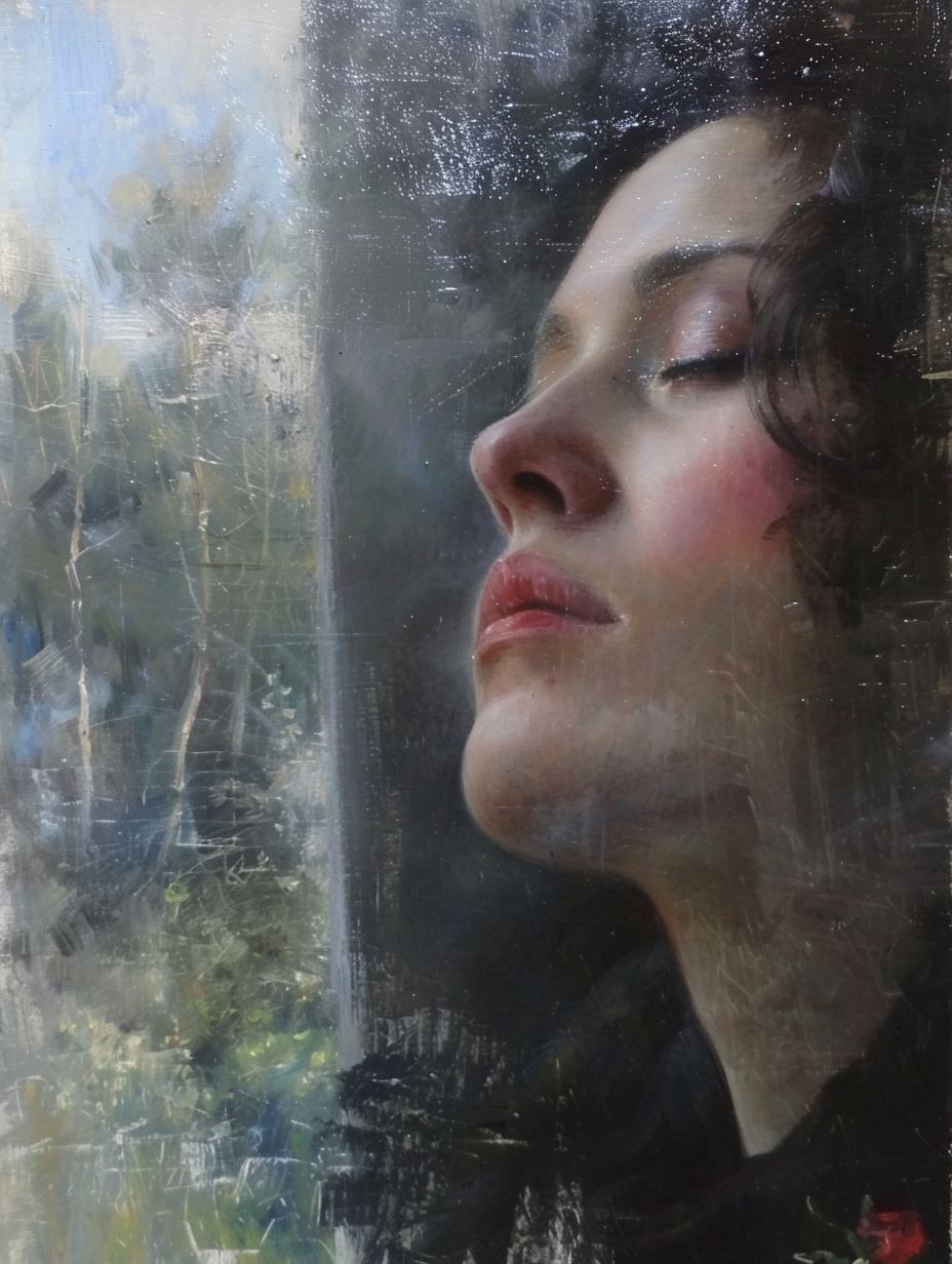 Melancholy Gaze Through Rain