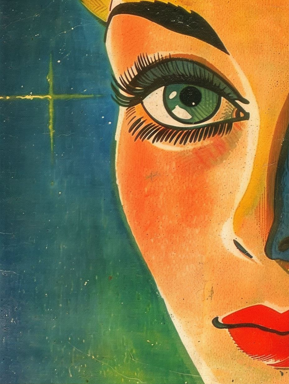 Fragmented Gazes in Vintage Pop Art - Image 1