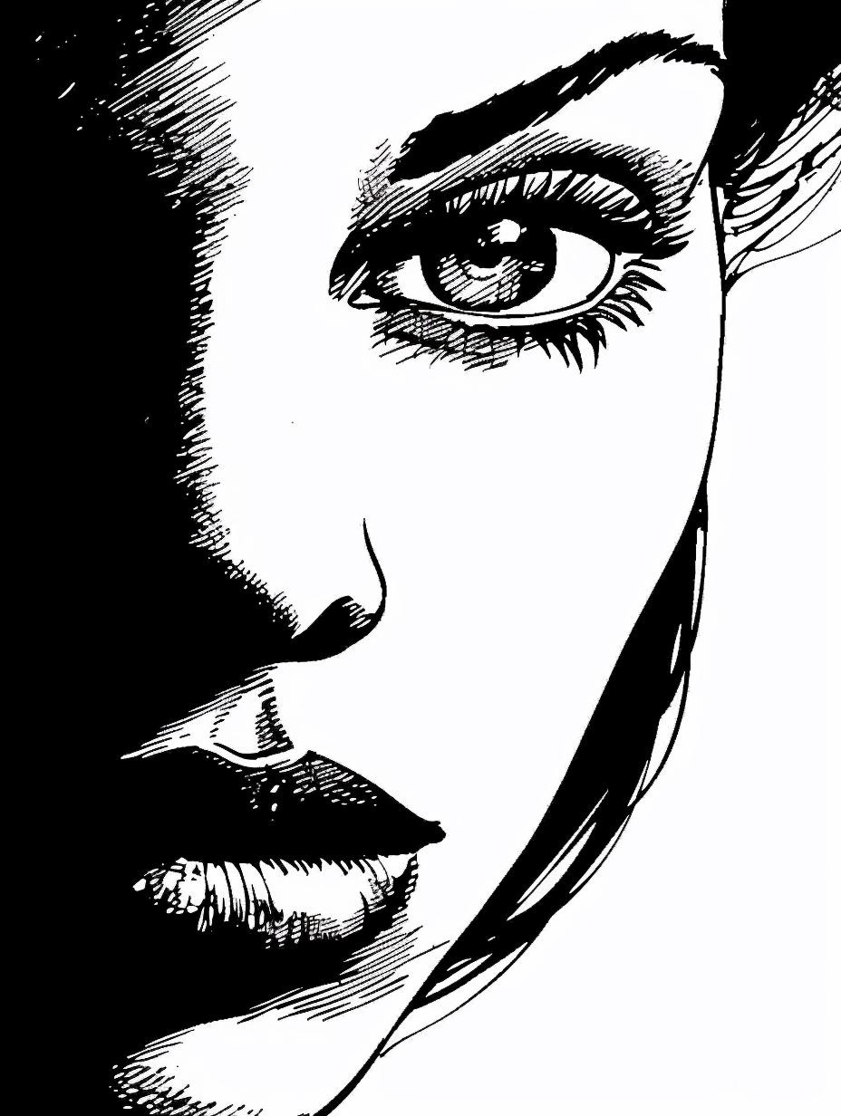 Shadows and Soul: Ink Portrait Study - Image 2