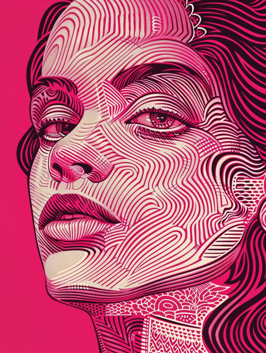 Surreal Pink Linear Portraits - Image 3