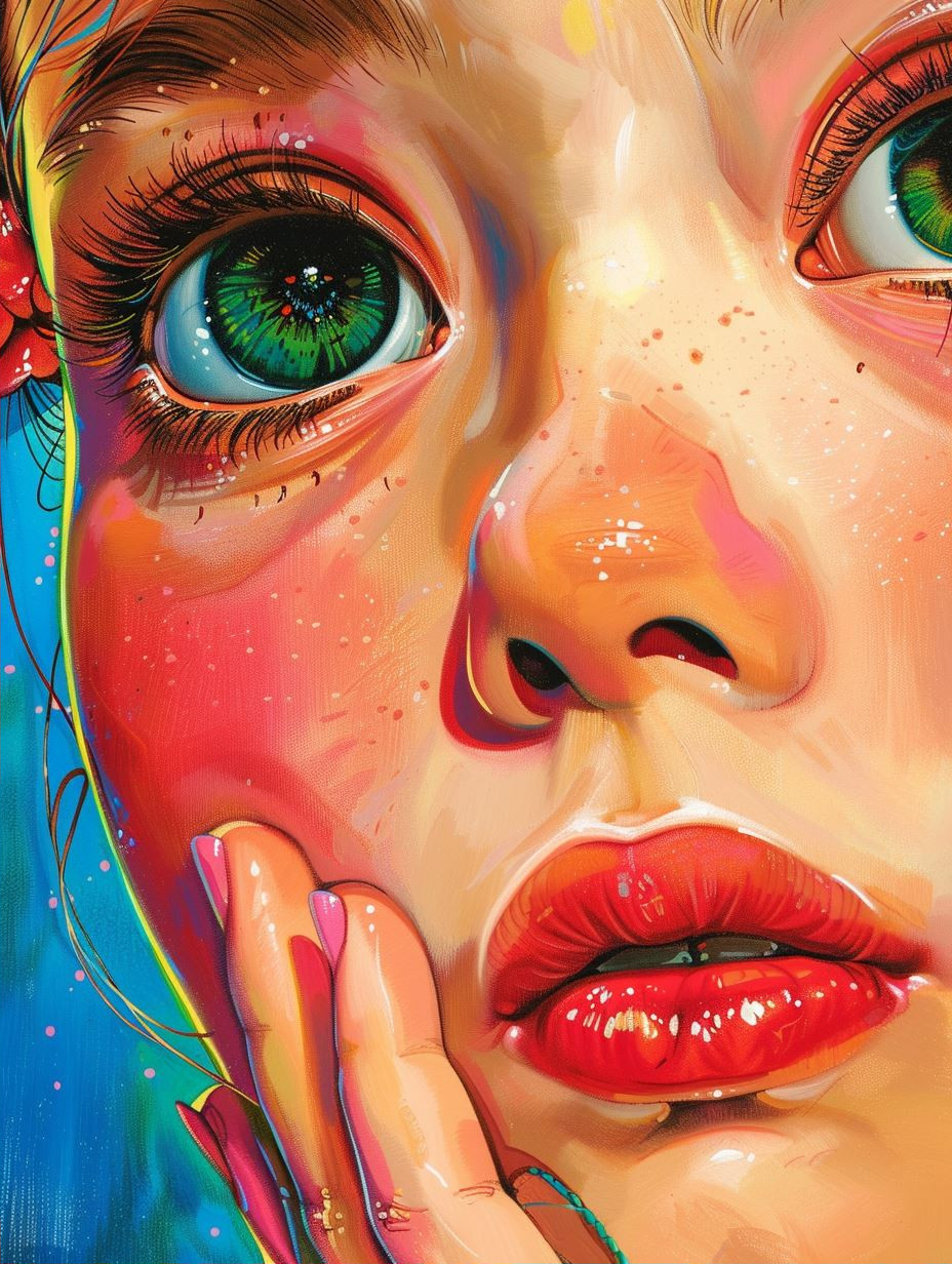 Vibrant Neon Psychedelic Portrait - Image 2