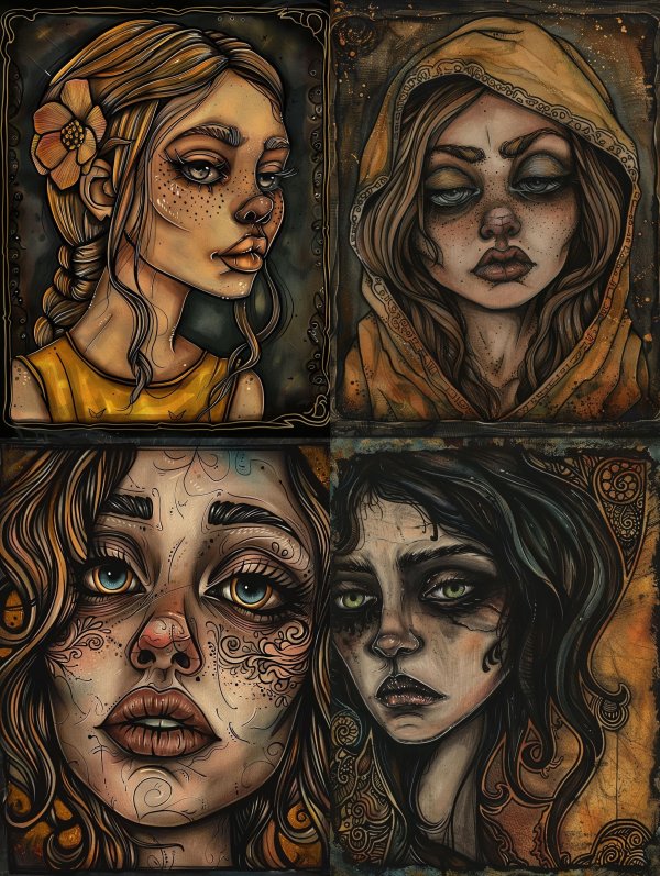 Four Faces of Melancholy Digital Art