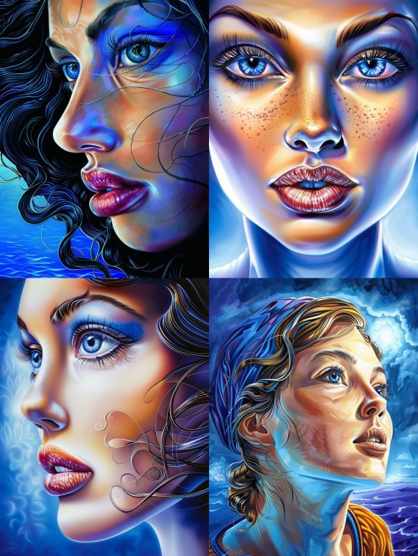 Azure Visions: Ethereal Female Portraits