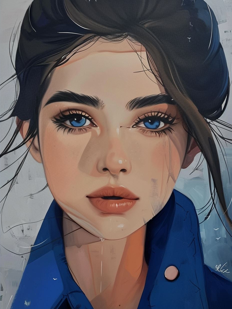 Azure Gaze: Digital Portrait Series - Image 2