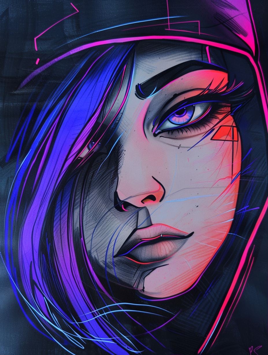 Neon Cyberpunk Portrait Study
