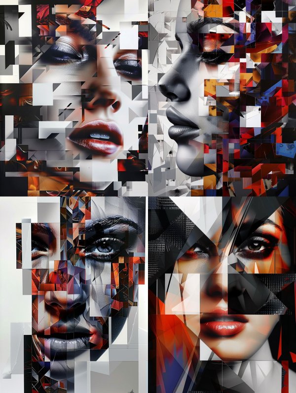 Fragmented Faces of Abstract Digital Beauty