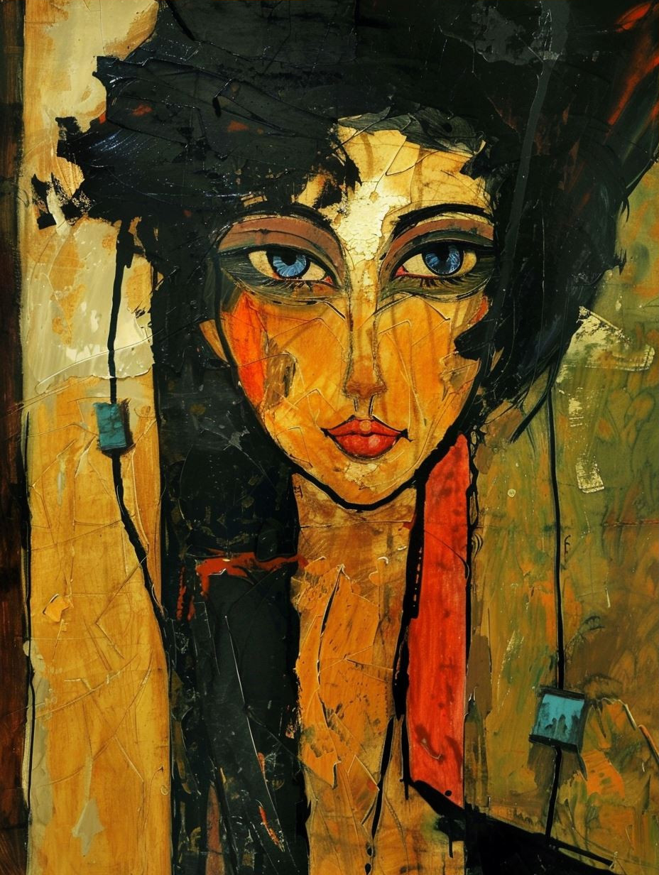 Abstract Fragmented Portrait in Ochre - Image 3