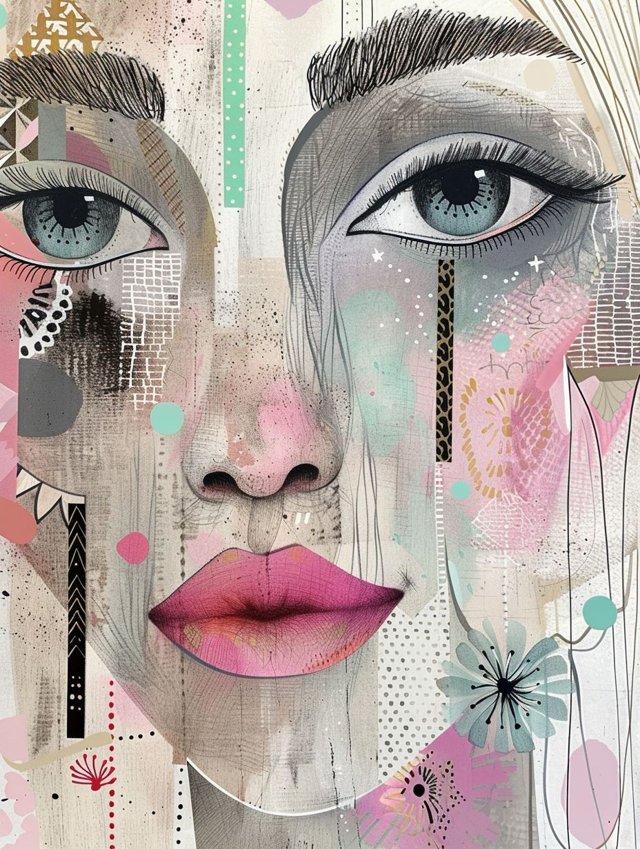 Abstract Mixed Media Female Portraits - Image 2