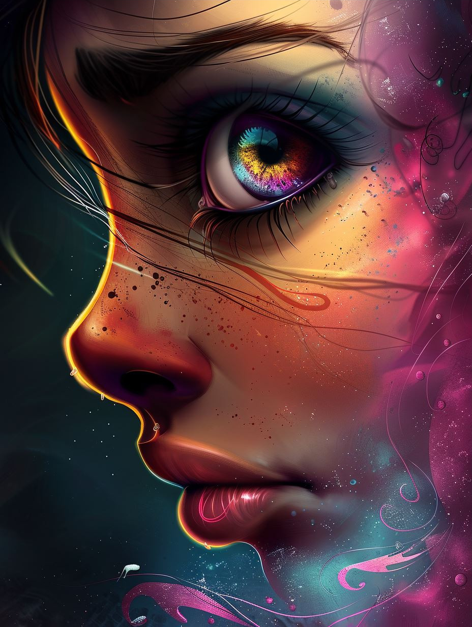 Ethereal Gaze of Crimson Freckles - Image 3