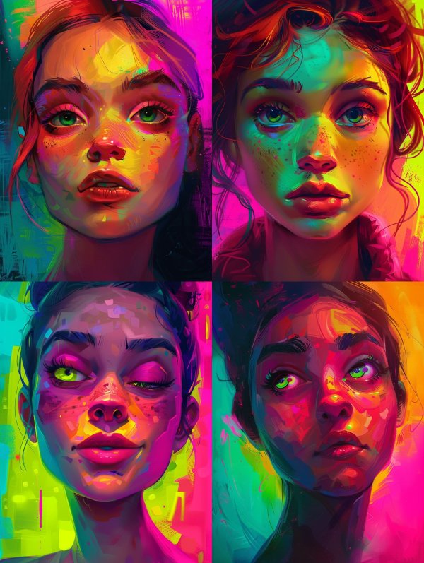 Neon Dreams: Vibrant Digital Portraits