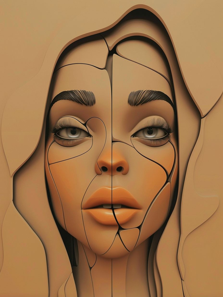 Fragmented Porcelain Beauty Portrait