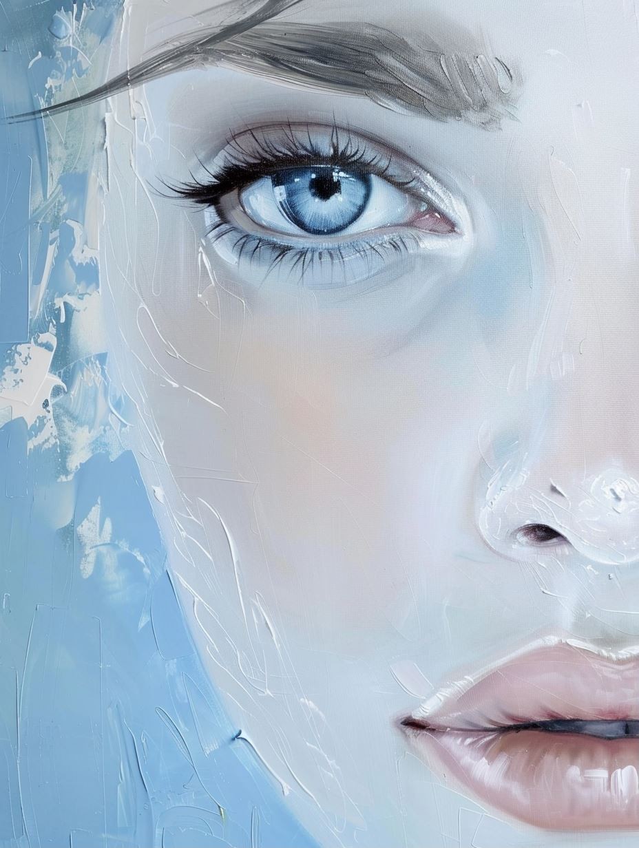 Ethereal Blue Oil Portrait - Image 1