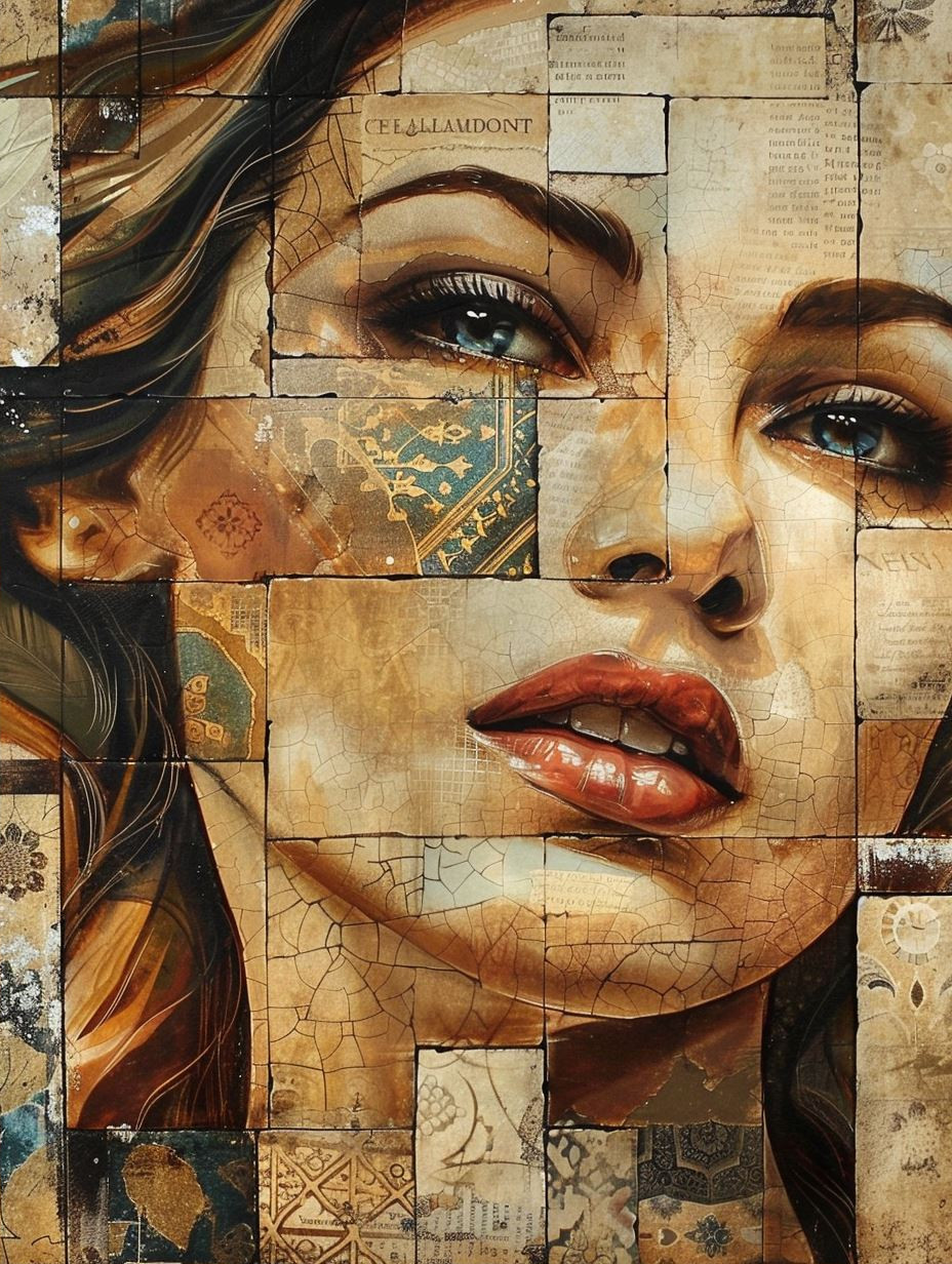 Fragmented Golden Portrait Study - Image 2