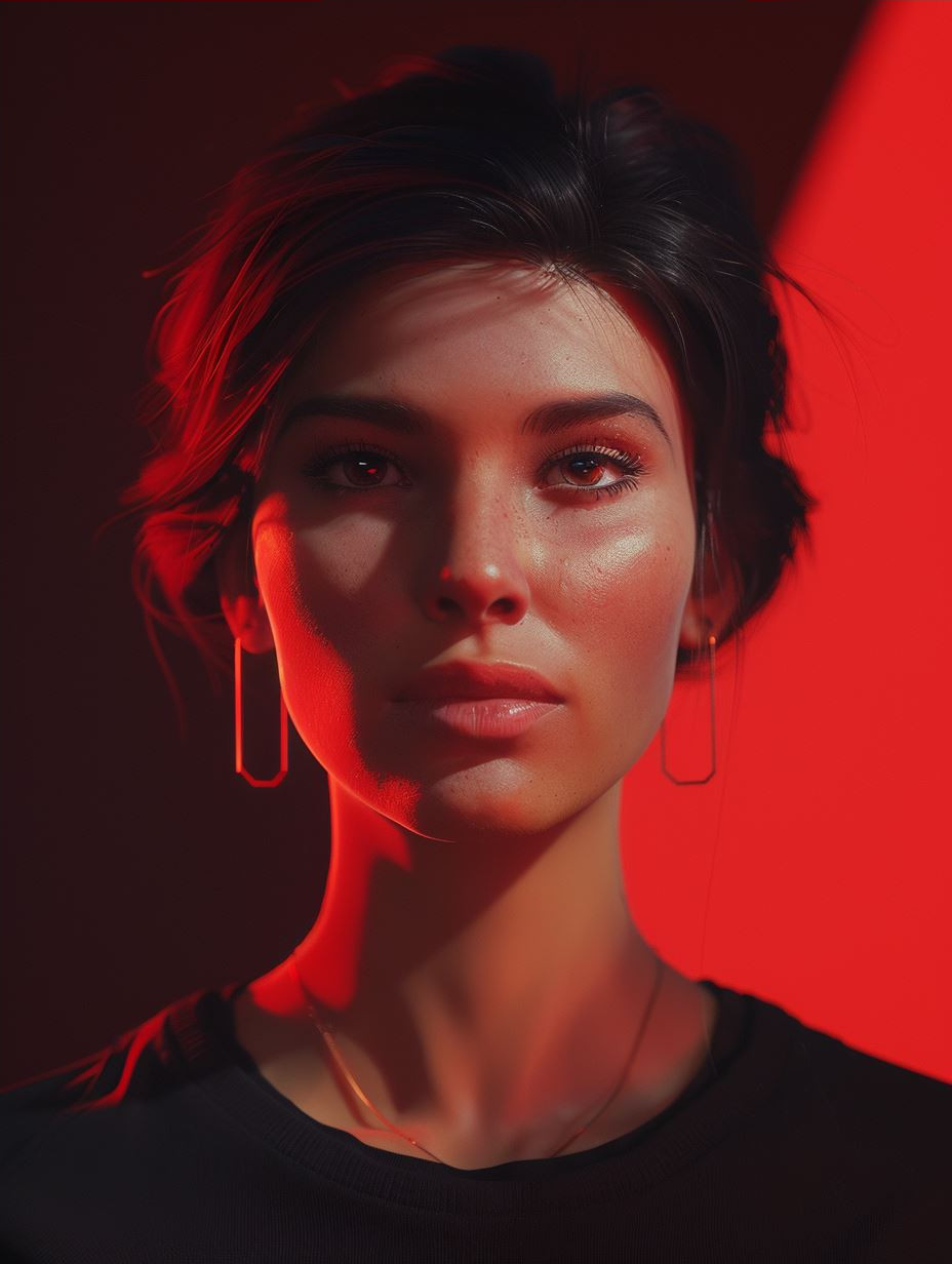 Crimson Neon Cyberpunk Portraits - Image 4