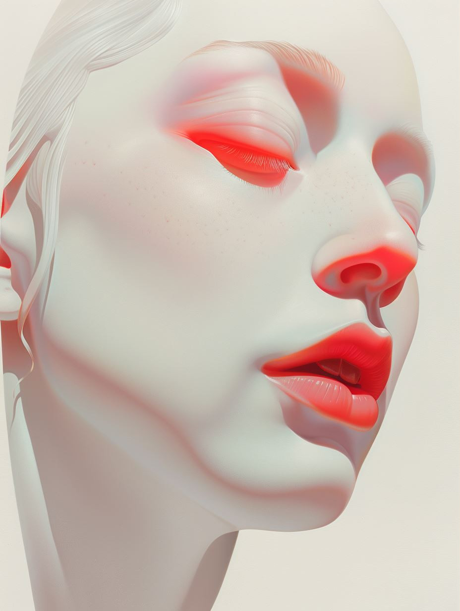 Ethereal Crimson Fluidity Portrait - Image 3