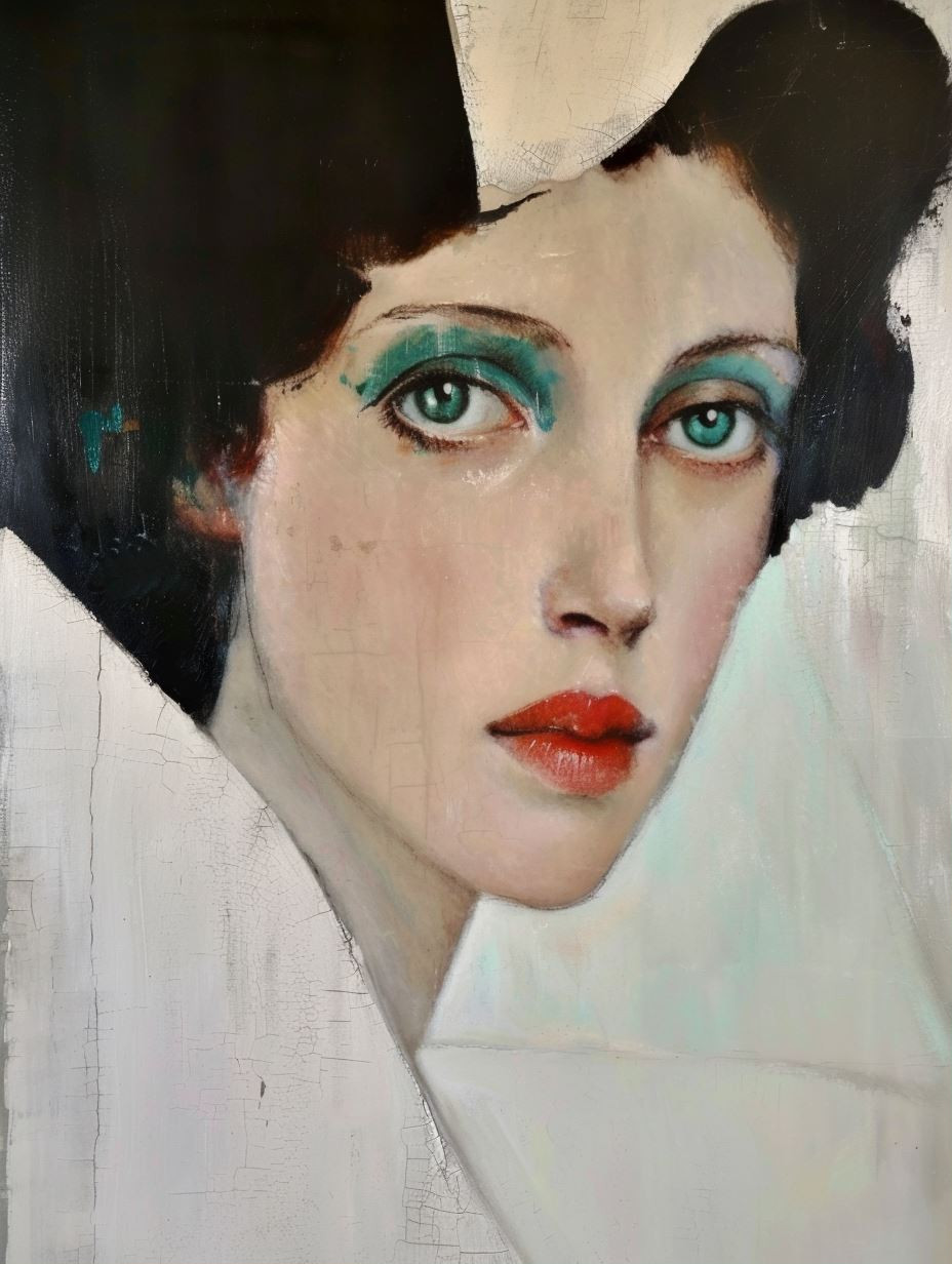 Vintage Surrealist Female Portrait Quadtych - Image 1