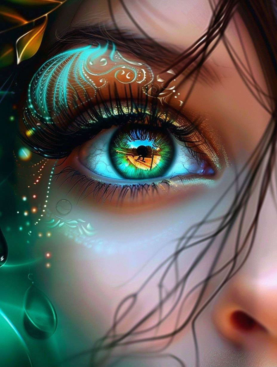 Ethereal Gaze of Neon Nature - Image 1