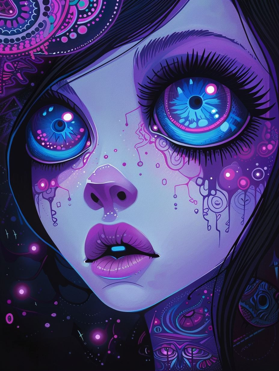 Neon Cosmic Dream Portrait