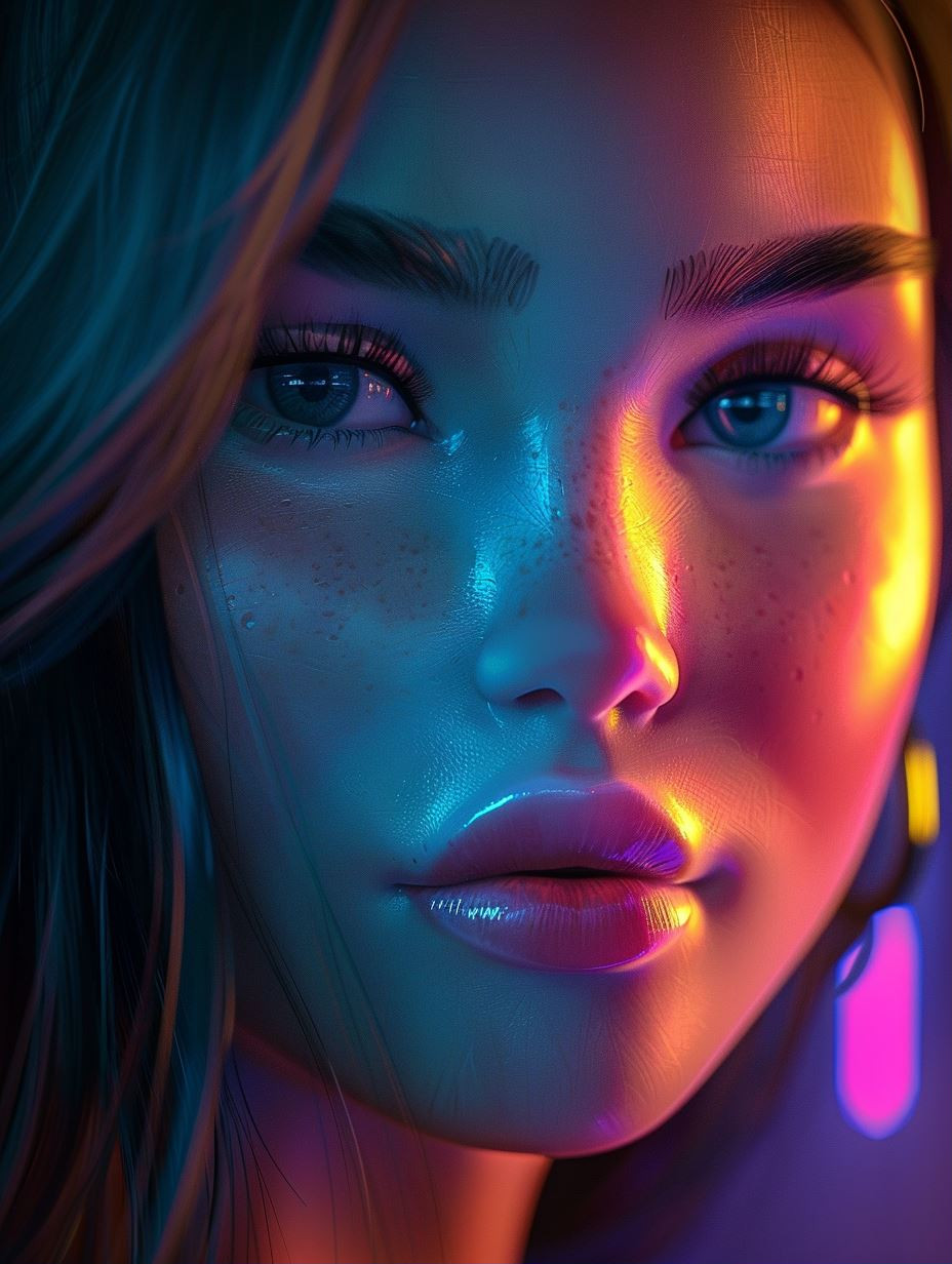 Neon Glow Portrait - Image 1