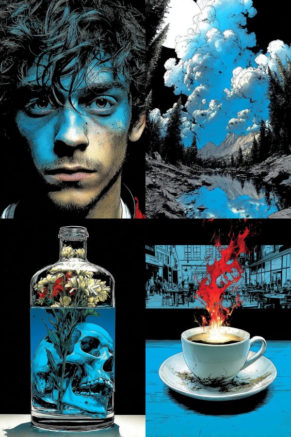 Surreal Blue Dreams and Fiery Contrasts