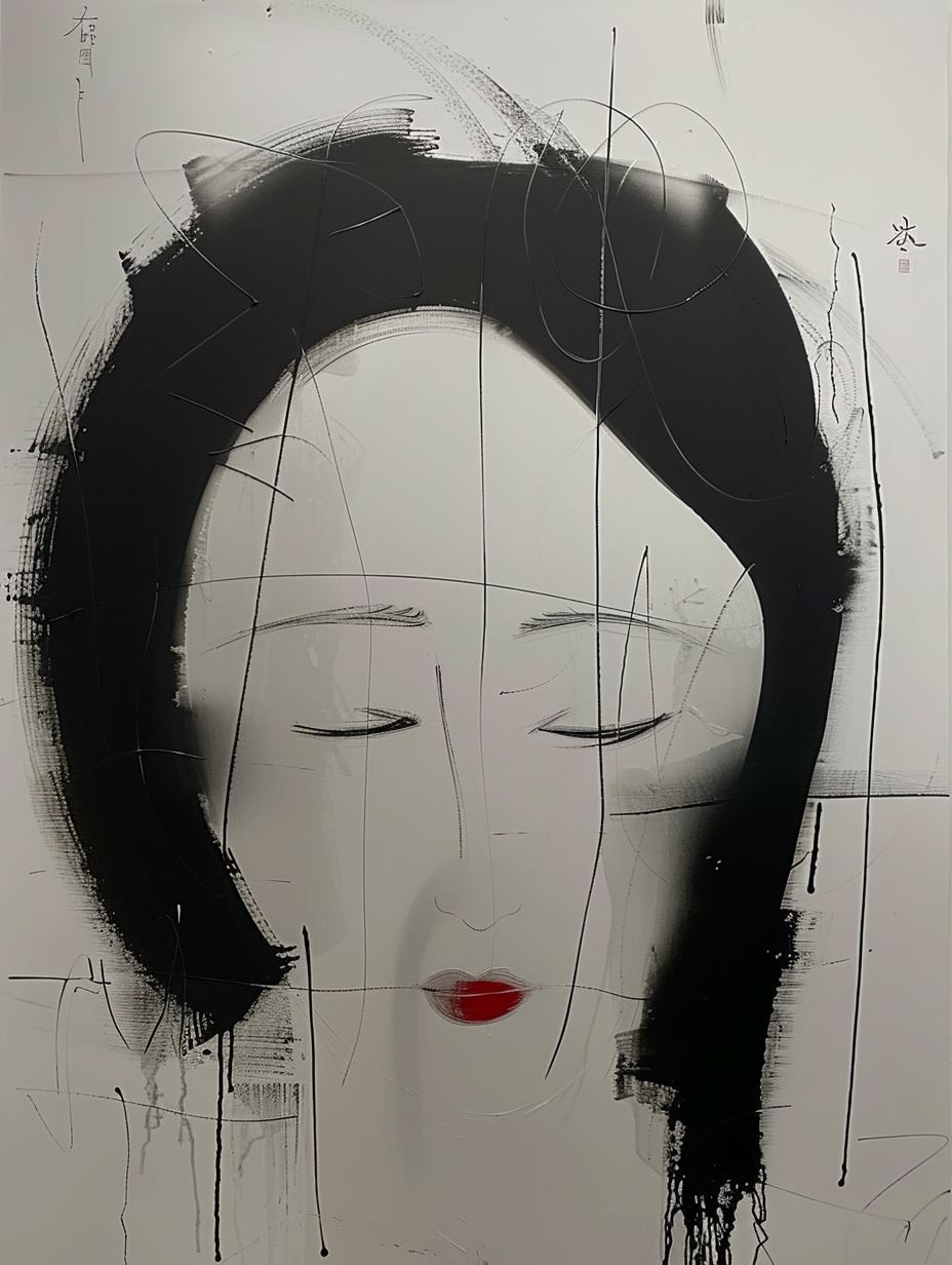 Minimalist Zen Ink Portrait - Image 3