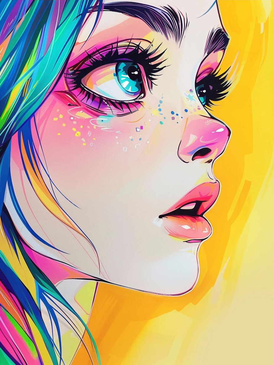 Vibrant Neon Prism Portraits - Image 3
