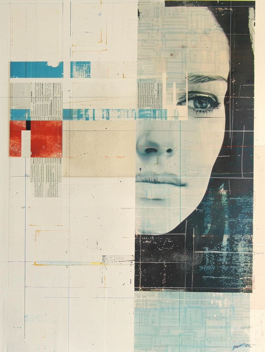 Fragmented Gazes in Blue and Grey - Image 3