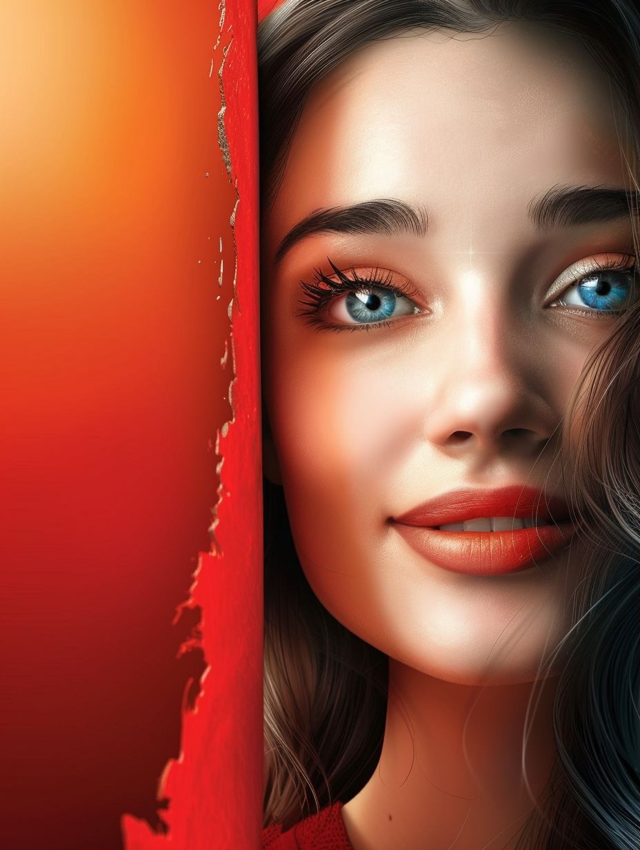Radiant Beauty in Red Tones - Image 1