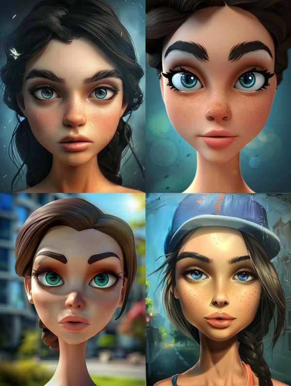 Digital Dreams: Four Stylized Female Portraits
