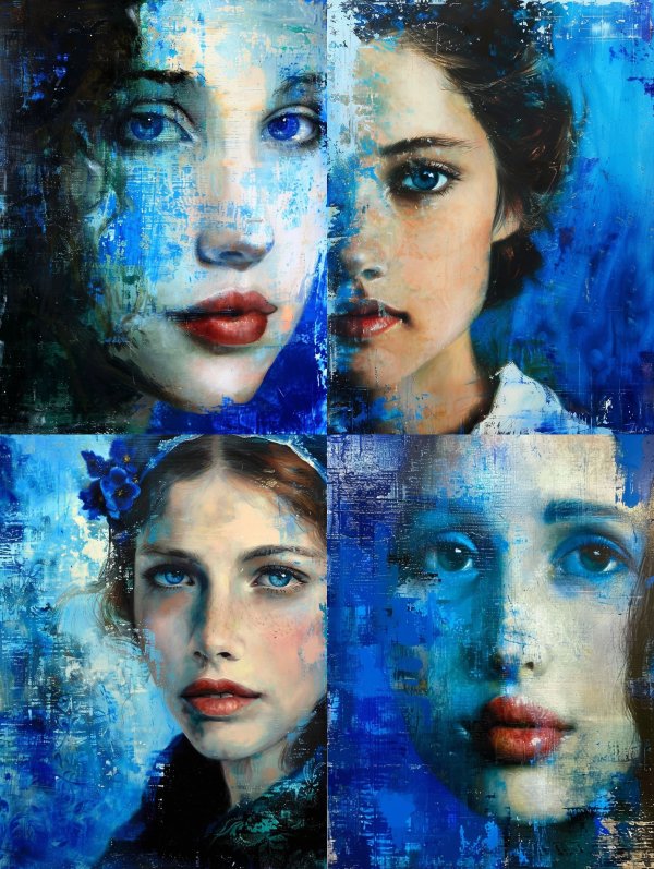 Azure Dreams of Ethereal Faces