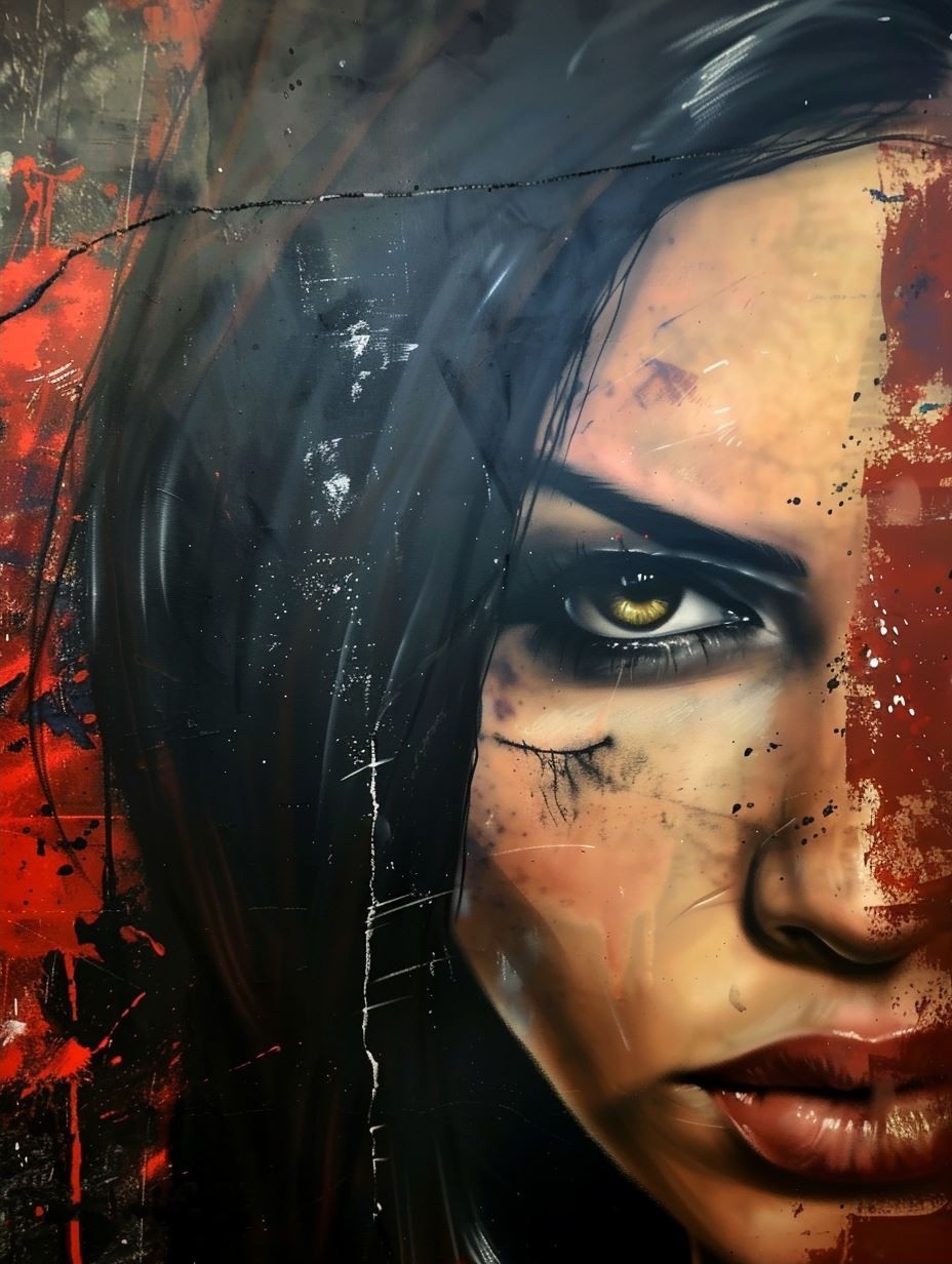Crimson Shadow Noir Portrait - Image 2