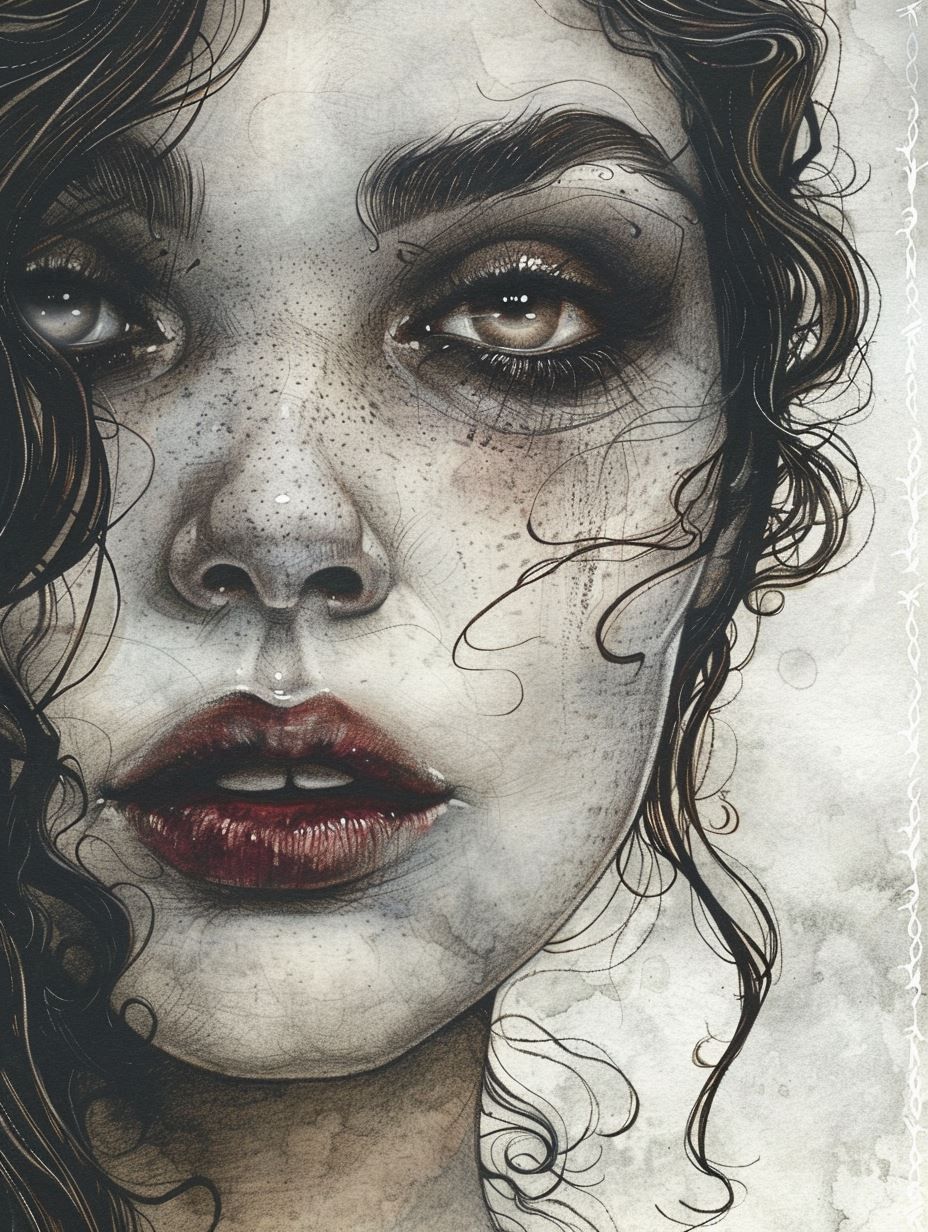 Mystic Gaze in Ink Wash - Image 3