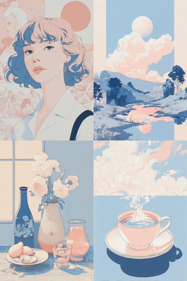 Pastel Dreams in Blue and Blush