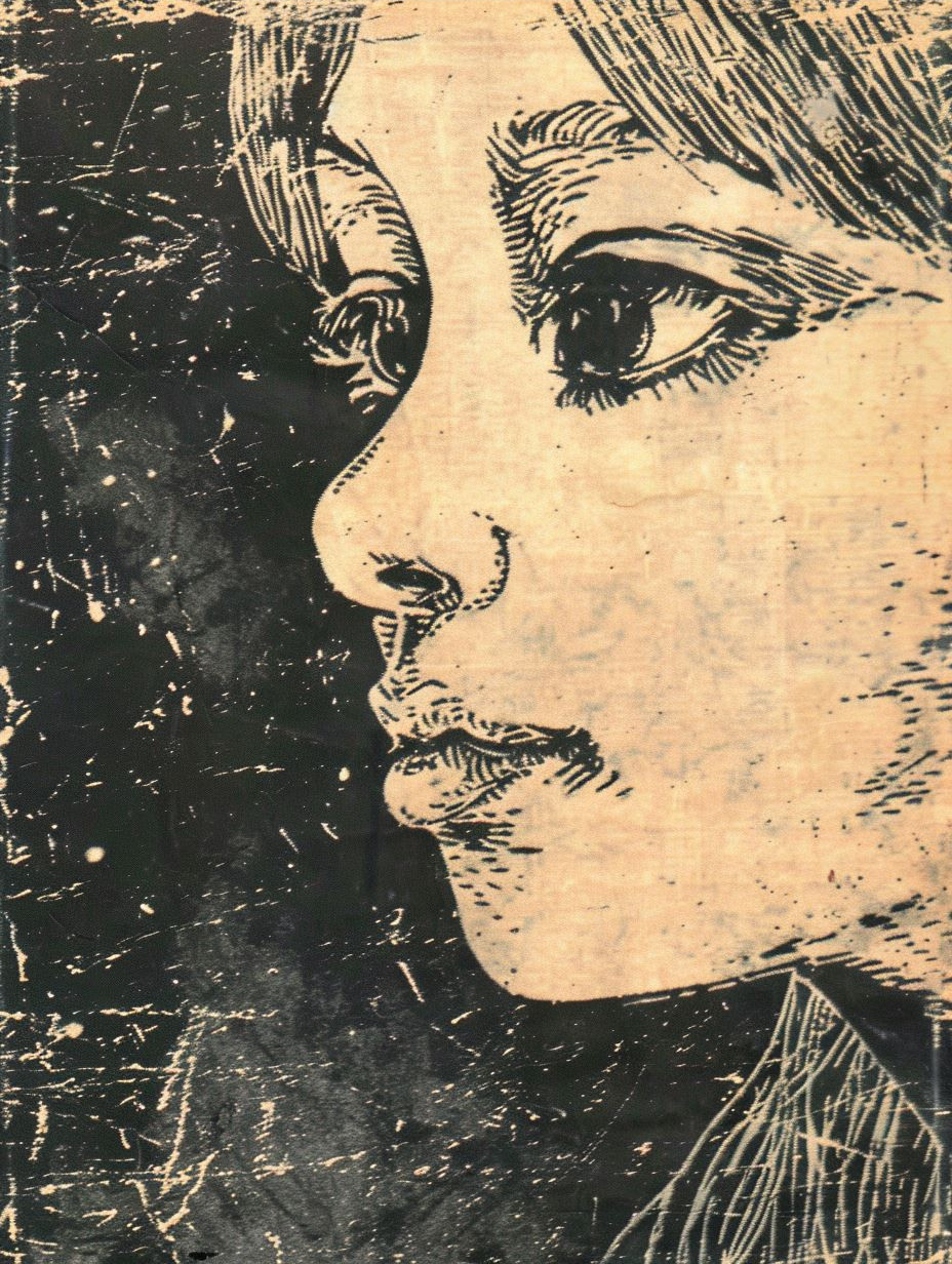 Vintage Noir Manga Portrait - Image 4