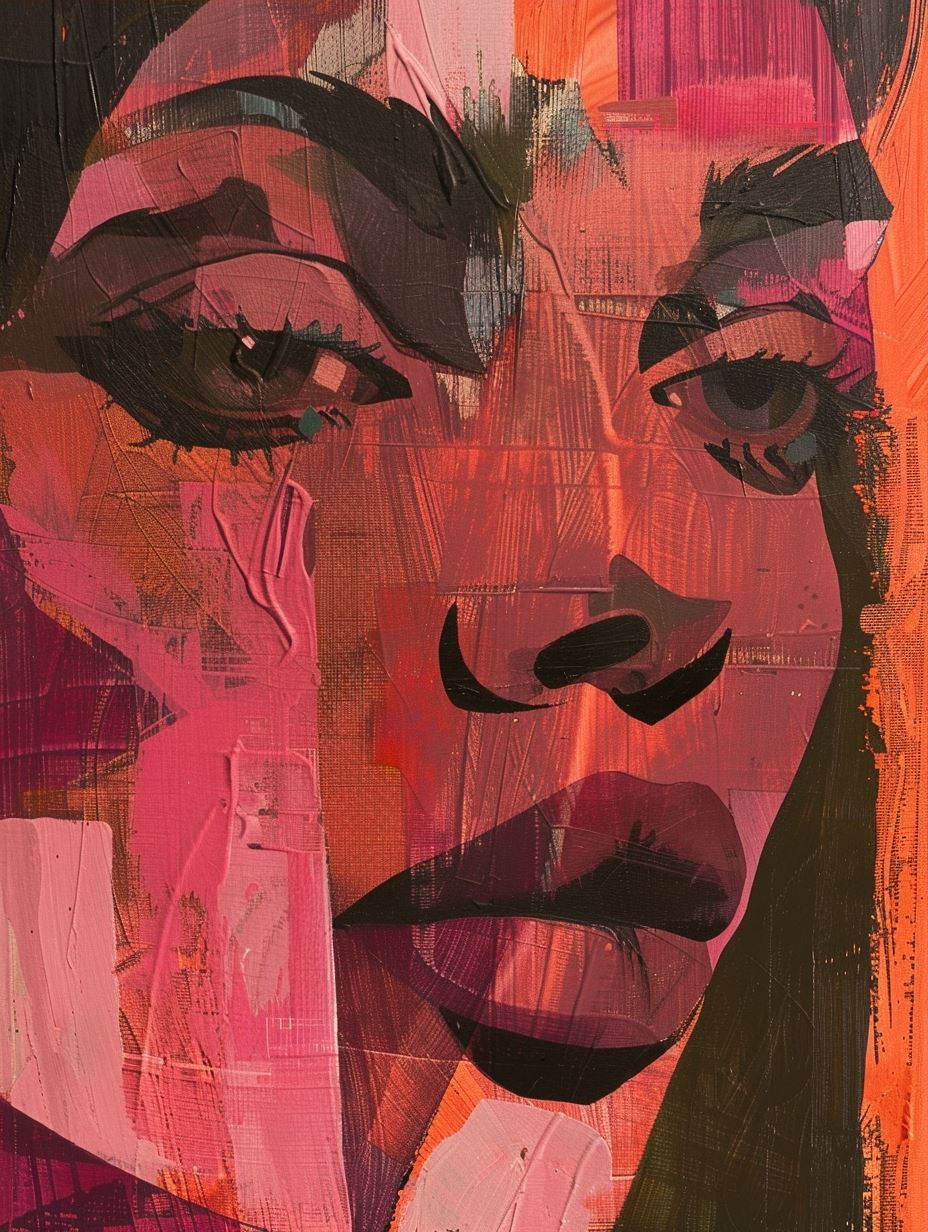 Abstract Crimson Portrait Study - Image 3