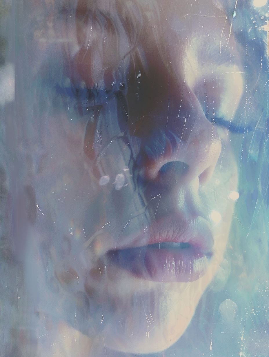 Ethereal Glitch Portrait in Blue - Image 2