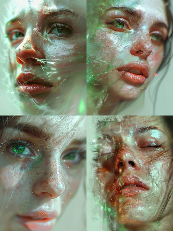 Ethereal Faces Through Liquid Glass