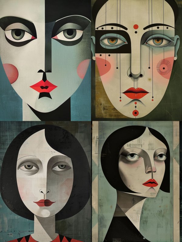Abstract Geometric Female Portraits