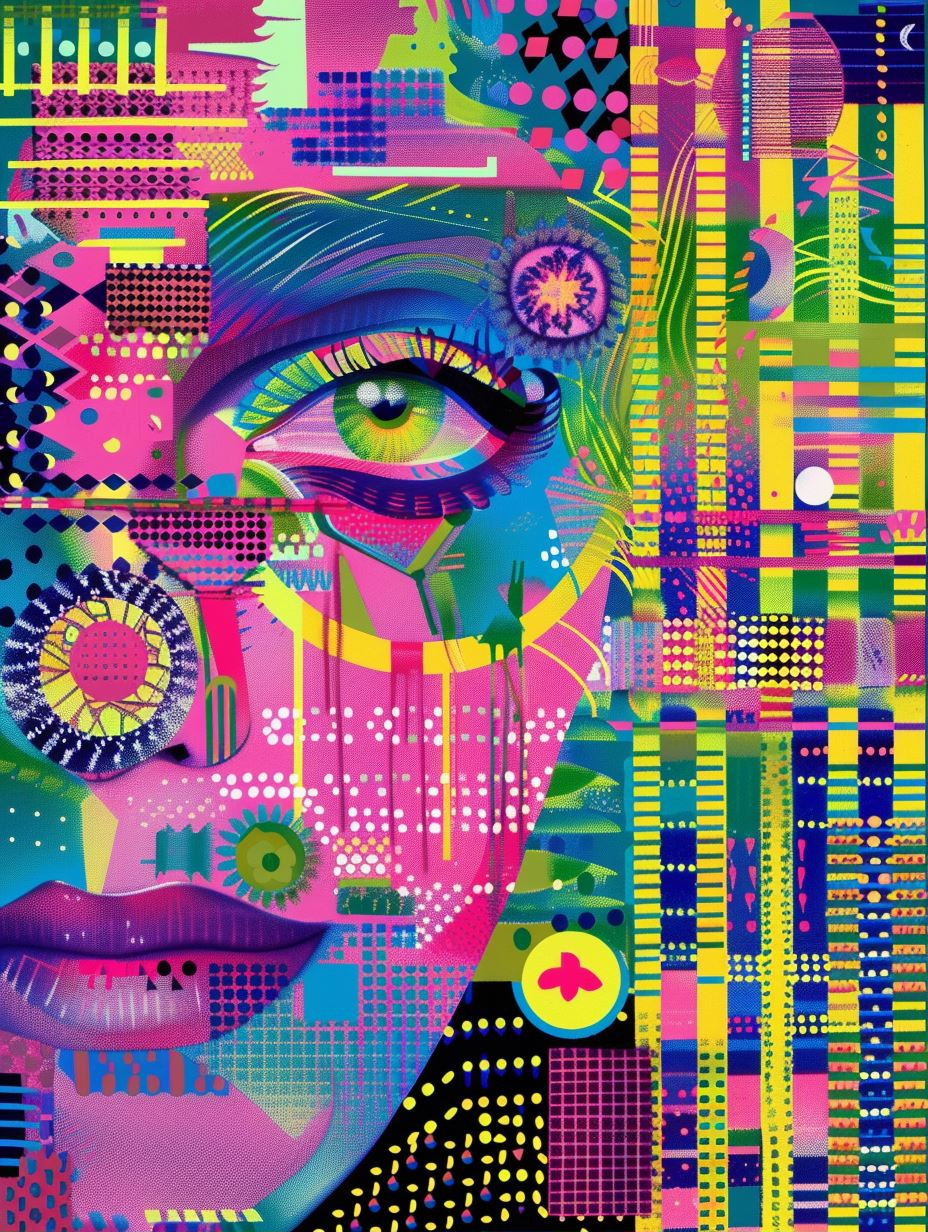 Vibrant Neon Geometric Portraits - Image 1