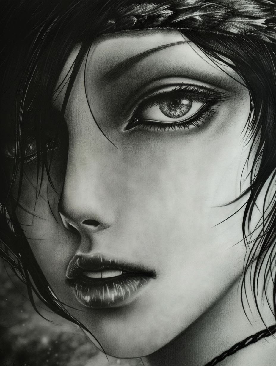 Ethereal Monochrome Noir Portrait
