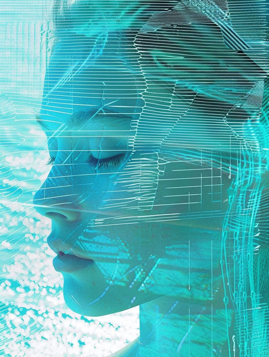 Cyan Glitch Digital Portrait - Image 2