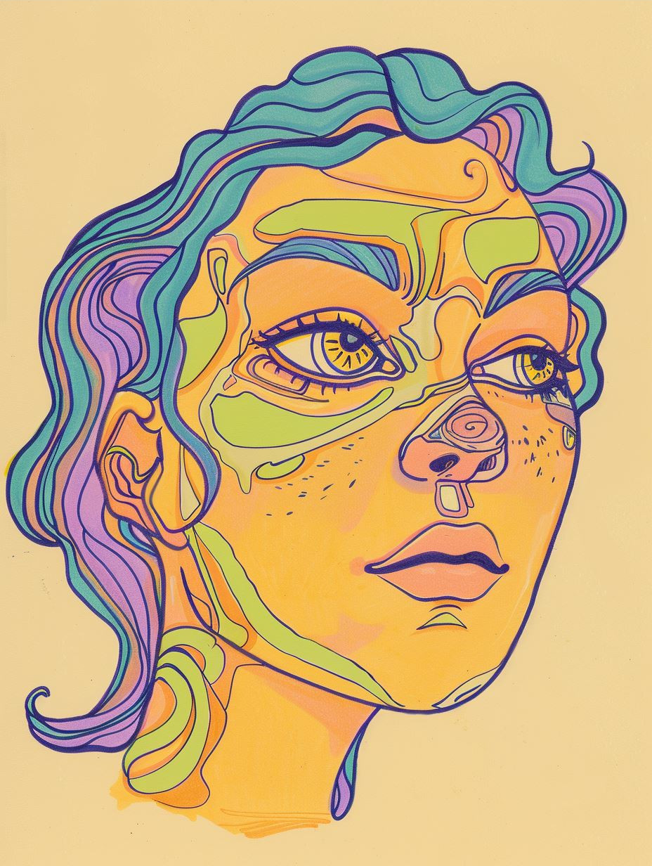 Surrealist Portraits in Vibrant Neon Hues - Image 3