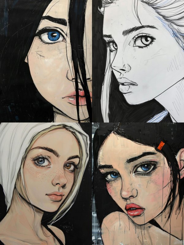 Melancholic Gaze Digital Portraits